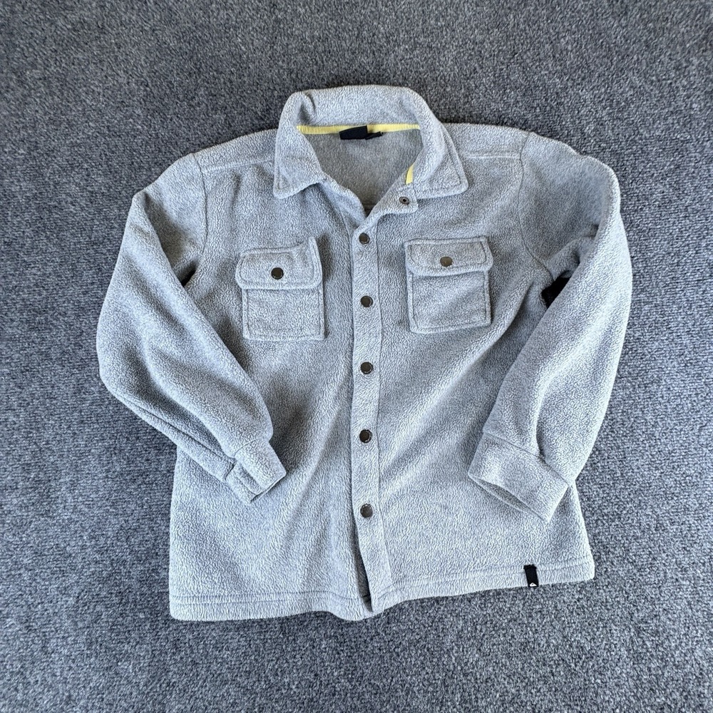 Quiksilver Jacket Mens Small Gray Fleece Straight Hem Button UP Outdoor Winter
